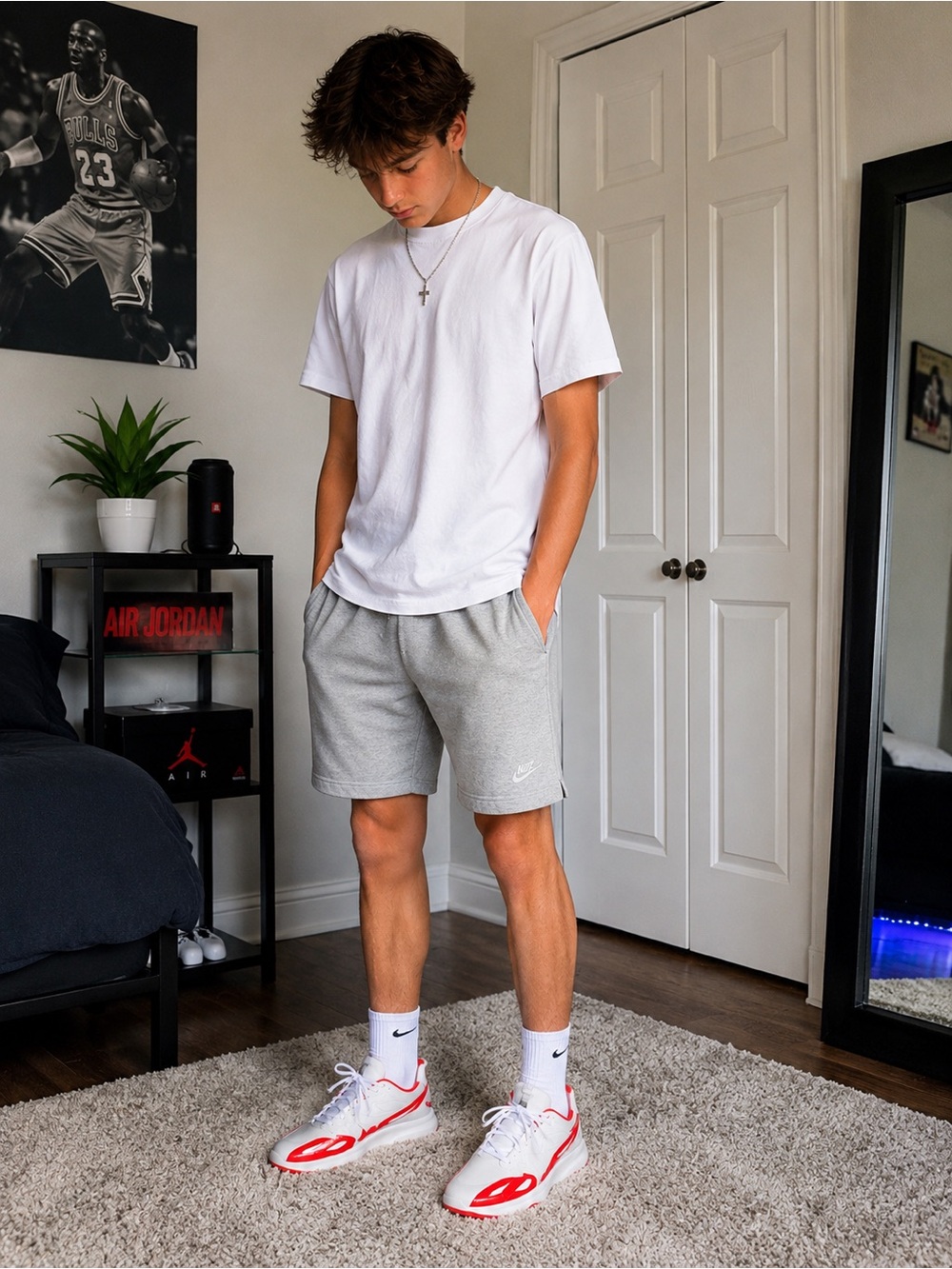Puma White and Red Men's Low-Top Sneakers